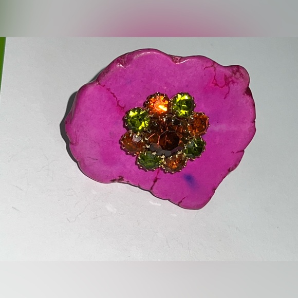 Chunky Freeform Slab Statement HUGE RING Pink Fashion glam fun stone gem rock - Picture 5 of 6